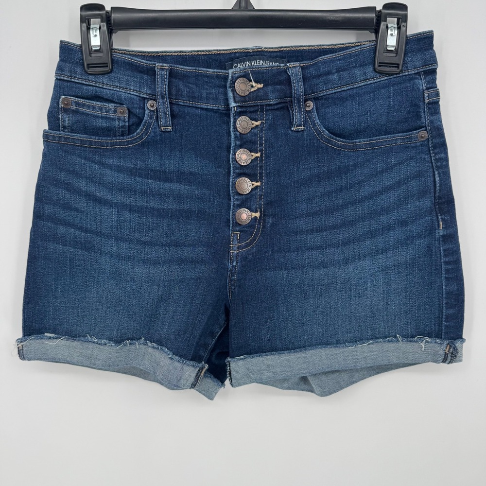 Calvin Klein Jeans Womens Blue Denim Button‎ Fly Cutoff Shorts Size 27